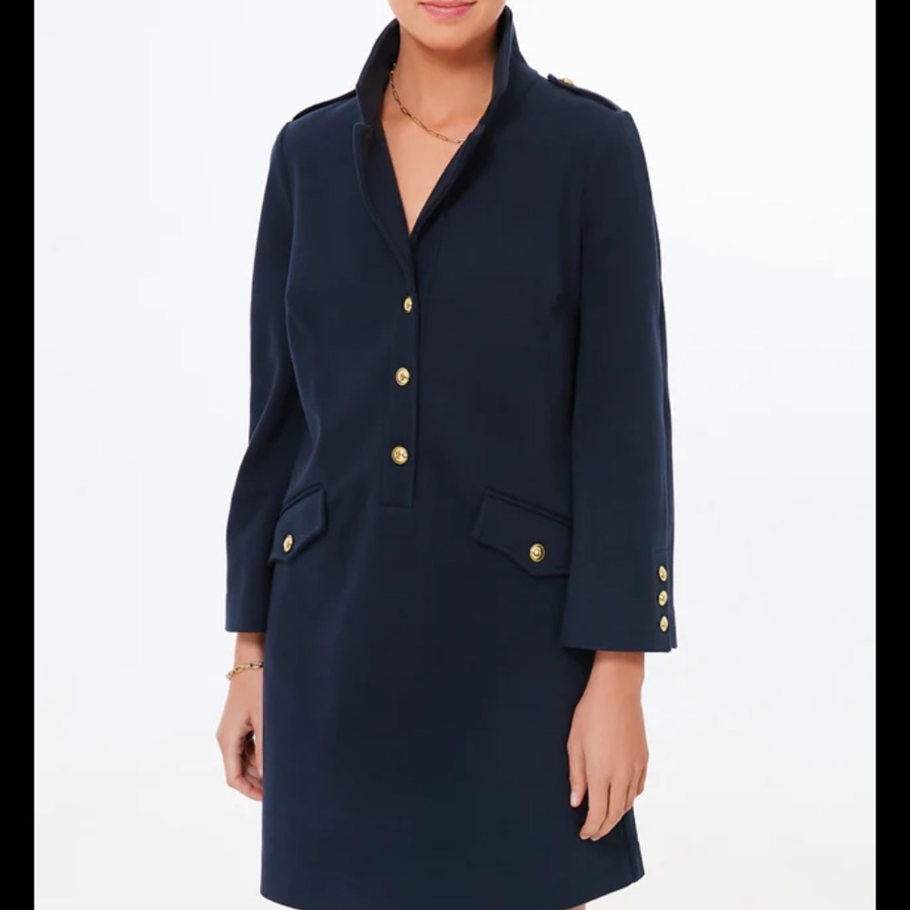 Tuckernuck Navy Gold-Button Mini Dress